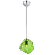 Avantgarde φωτιστικό κρεμαστό μονόφωτο ακανόνιστο πράσινο γυαλί με λεπτομέρειες σε χρώμιο Aca | V351891PGR